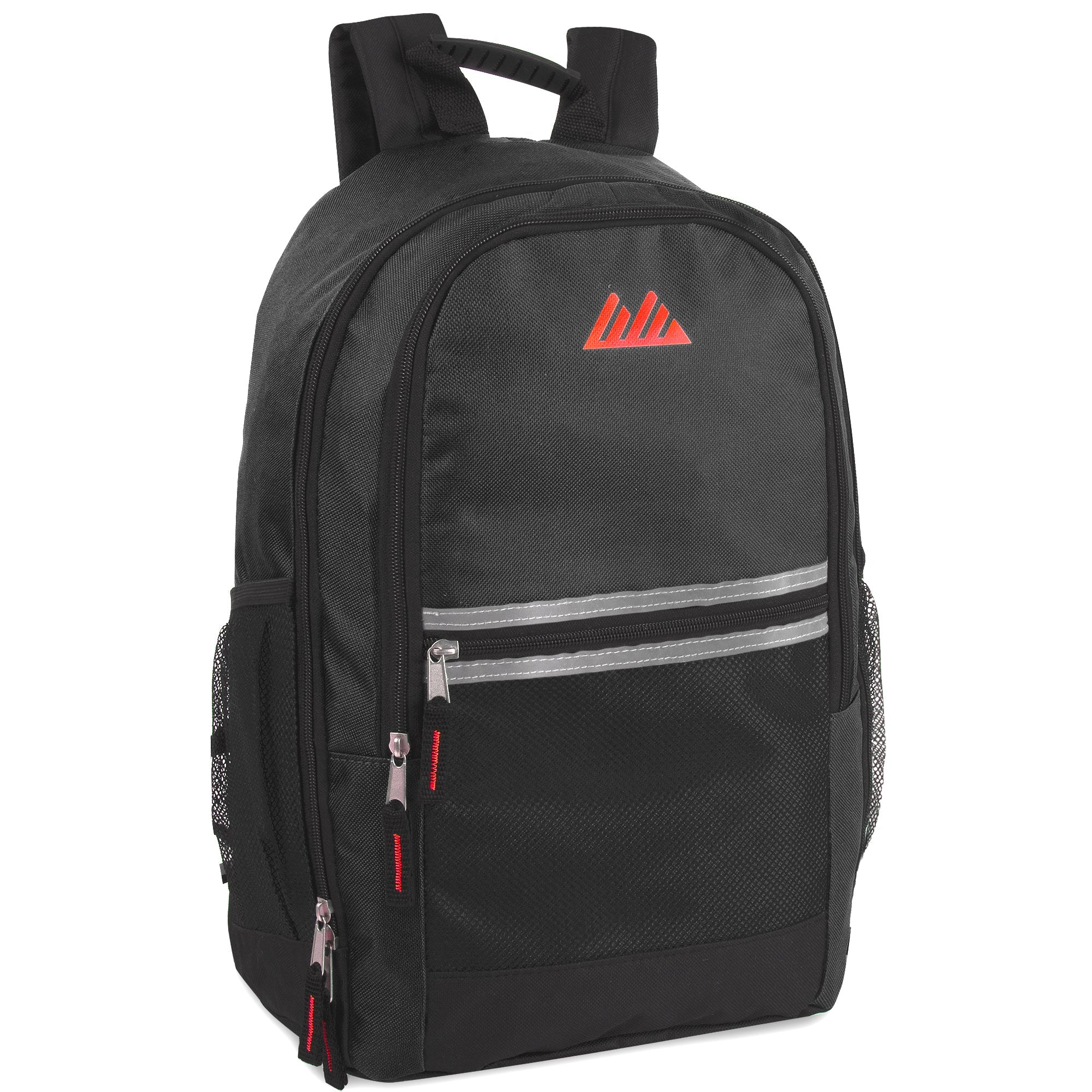Wholesale 18 Inch Multi-Pocket Reflective Backpack -  Black