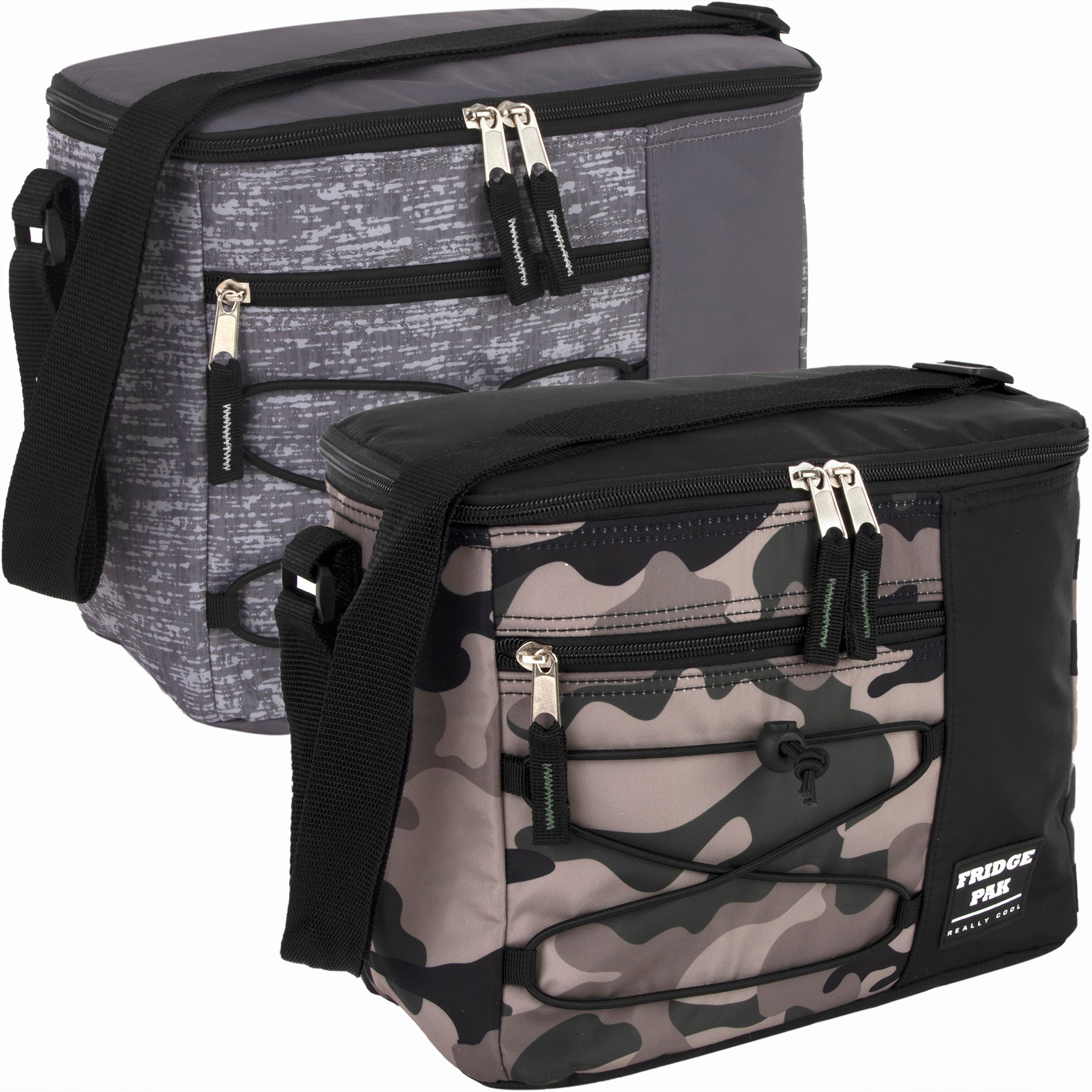 Fridge Pak 12 Can Printed Cooler Bag With Front Zippered Pocket