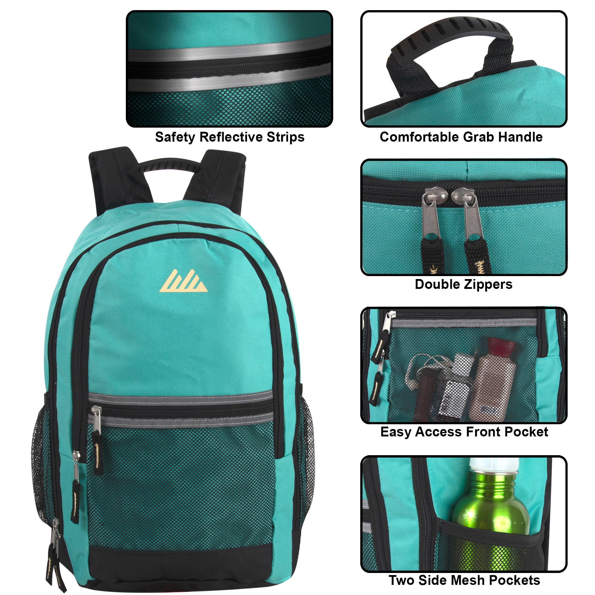 Wholesale 18-Inch Multi-Pocket Reflective Backpack -  3 Colors