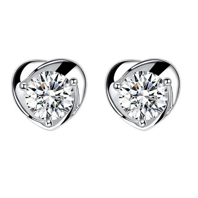 Dolphin Ear Studs Shining Crystal Rhinestone Zircon Studs Earrings for Woman Girl Jewelry