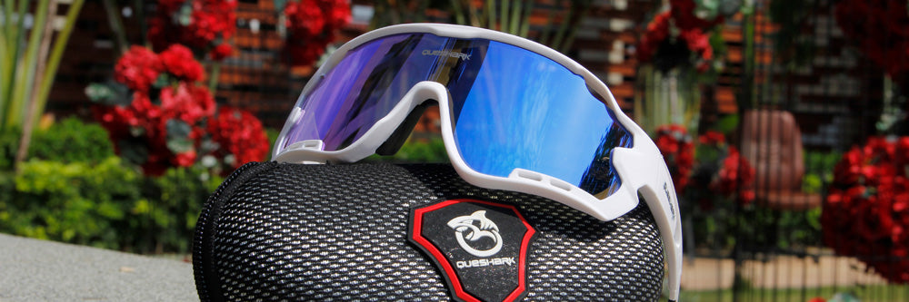 queshark cycling glasses sunglasses Blue lens (2)