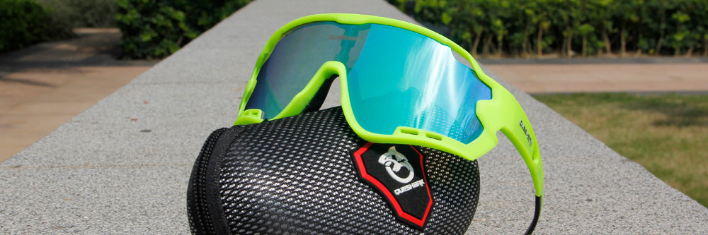 queshark cycling glasses sunglasses green lens (2)