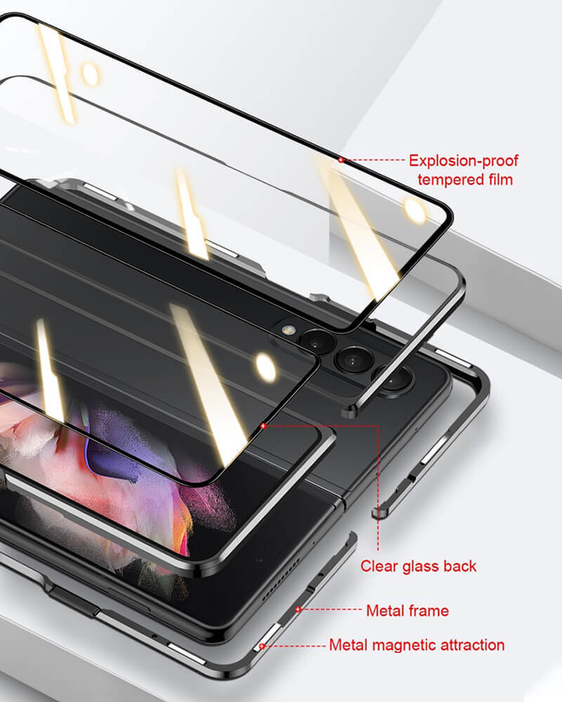 Magnetic Metal Anti-fall Clear Protective Case For Samsung Galaxy Z Fold3 5G