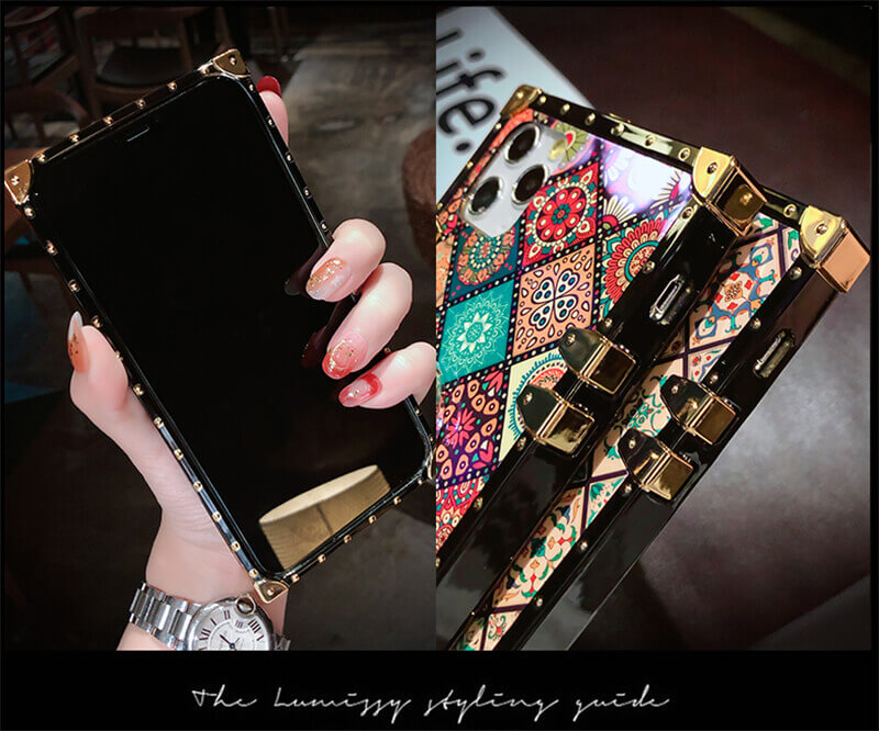 The front of the bohemian retro phone case