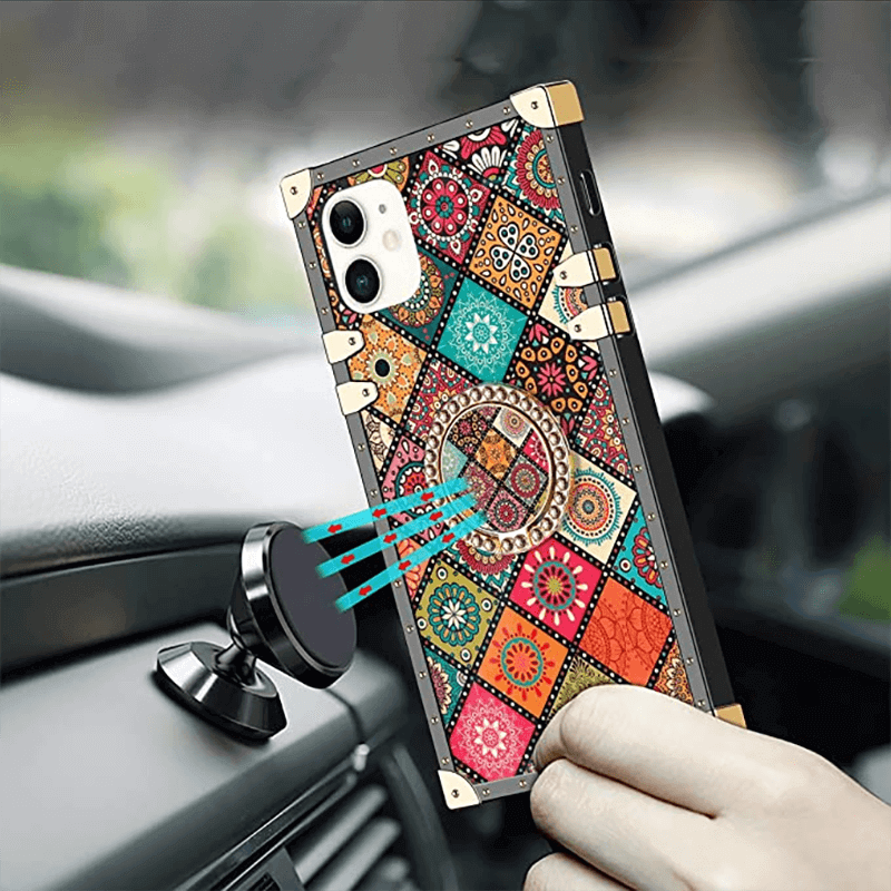High-quality bohemian-style iPhone case supports magnetic attraction function