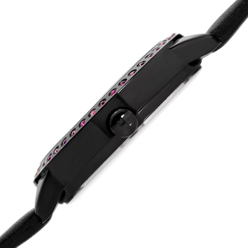 Burgi BUR161BK Swarovski Crystals Black Leather Strap Womens Watch