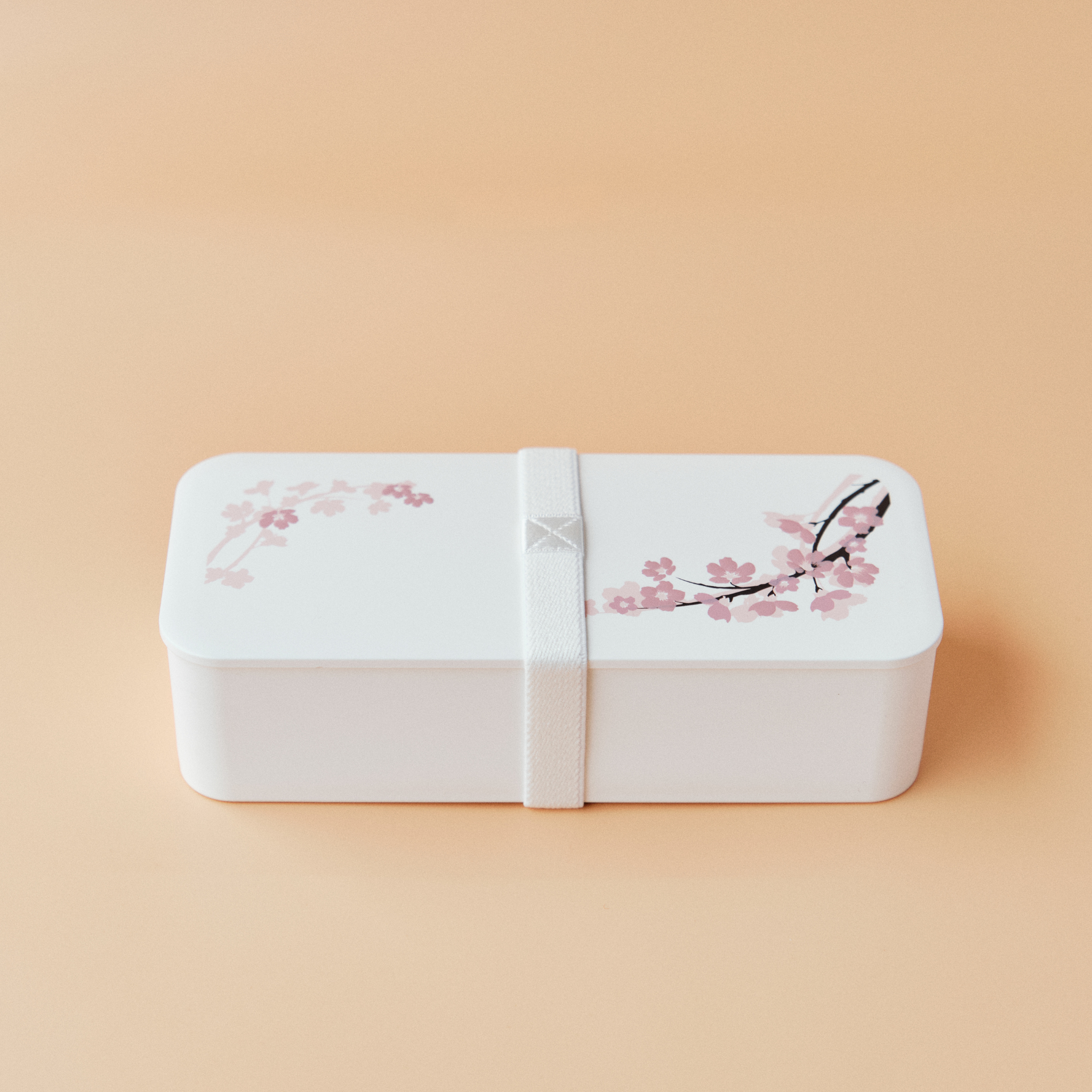 Sakura One-tier Slim Bento Box (550mL) | White