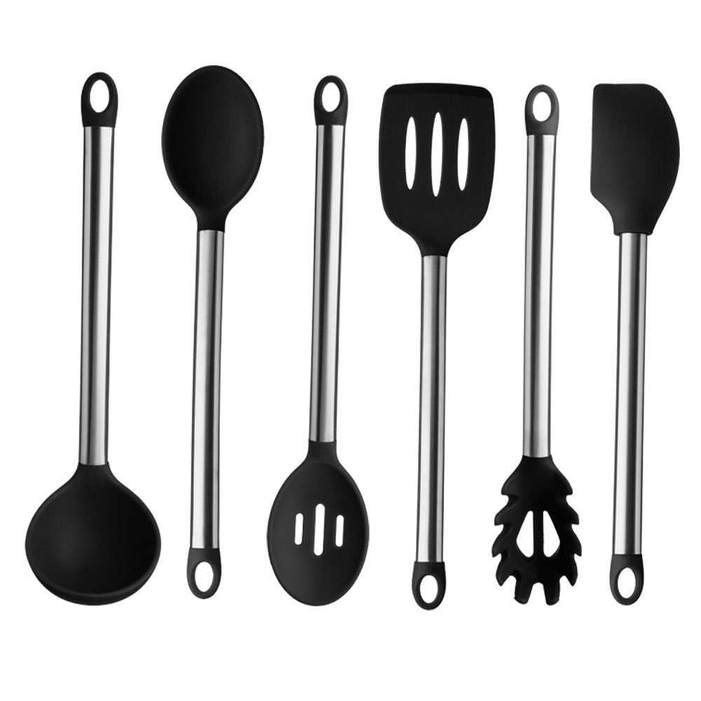 6PC SILICONE UTENSIL SET-BLK