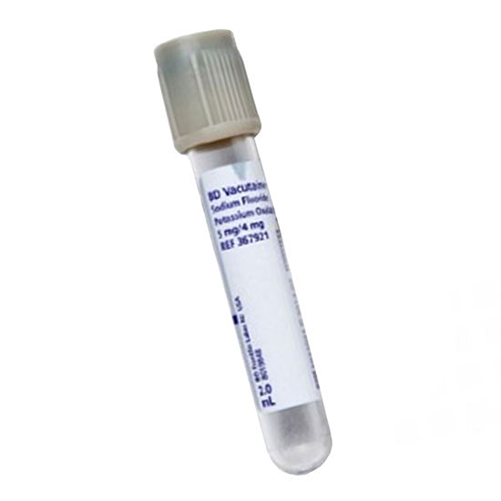 Becton Dickinson BD Vacutainer Fluoride Tube, Gray, 2mL, Plastic (367921)