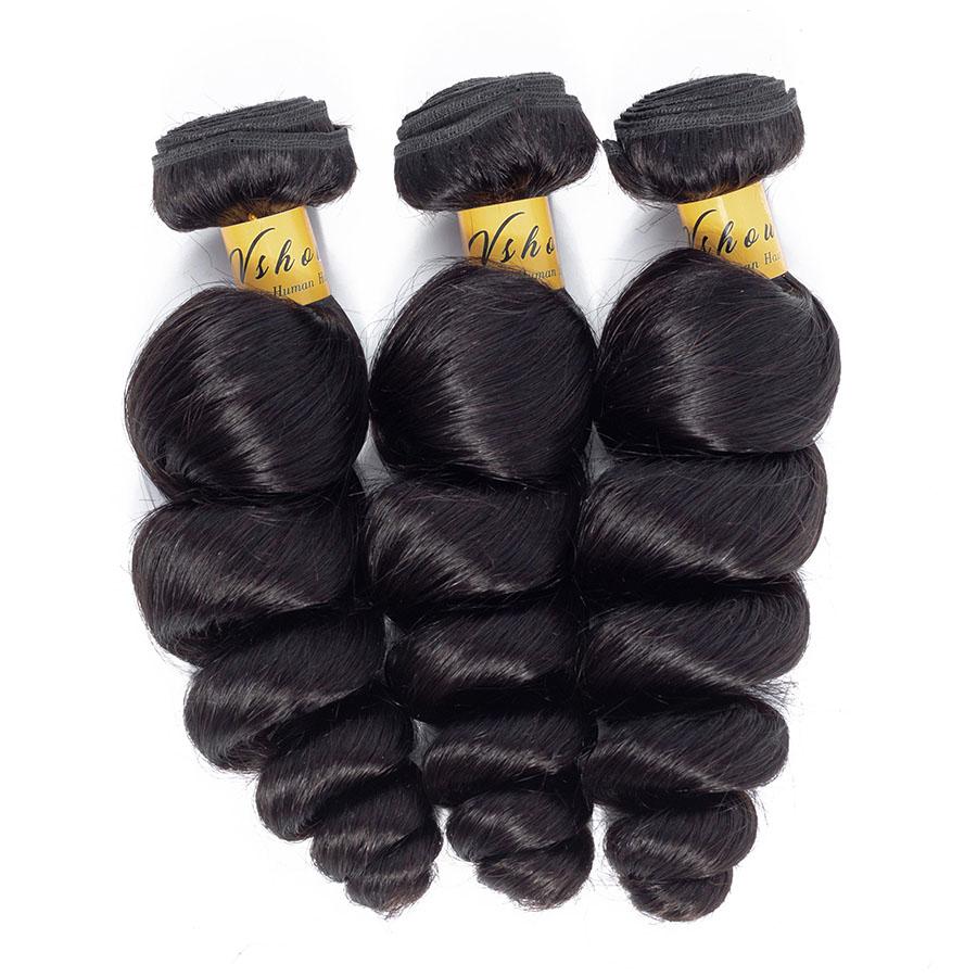 VSHOW HAIR Premium 9A Mongolian Virgin Human Hair Loose Wave 3 or 4 Bundles with Closure Popular Sizes