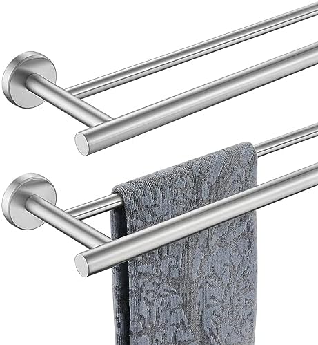 Double Towel Bar, 304 Stainless Steel Thicken 0.8mm Bath Towel Rack for Bathroom, Towel Holder Wall Mount