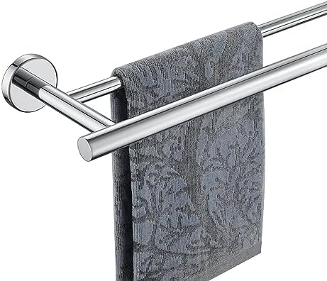 Double Towel Bar, 304 Stainless Steel Thicken 0.8mm Bath Towel Rack for Bathroom, Towel Holder Wall Mount