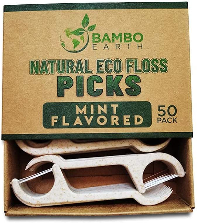 Natural Dental Floss Picks - Eco Friendly Cruelty Free Vegan Biodegradable Compostable BPA Free Zero Waste Packaging - 2 Sets 400 Pack