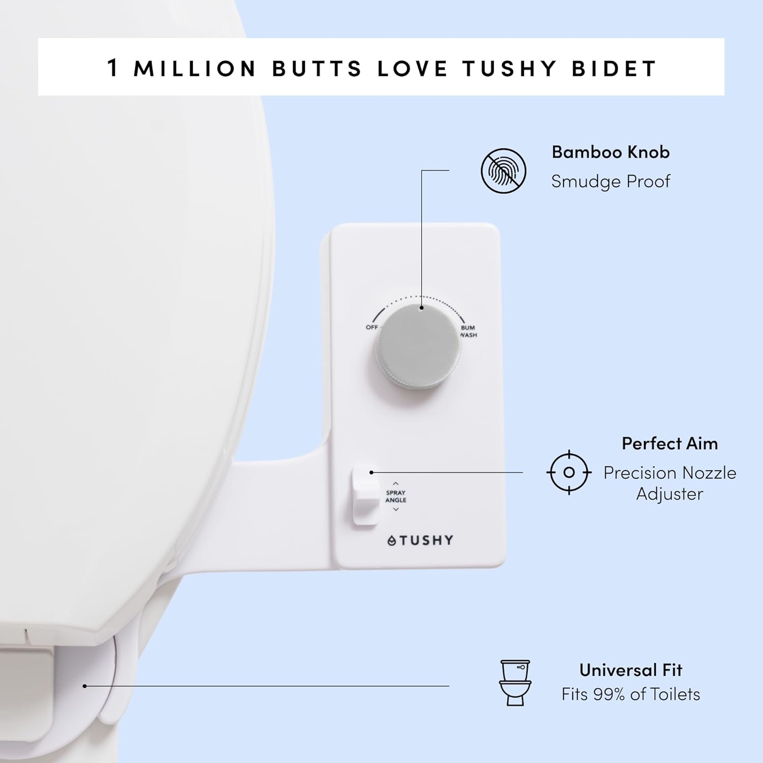 3.0 Bidet Toilet Seat Attachment - Non-Electric Self Cleaning Water Sprayer, Adjustable Water Pressure Nozzle, Angle Control, Easy Home Installation