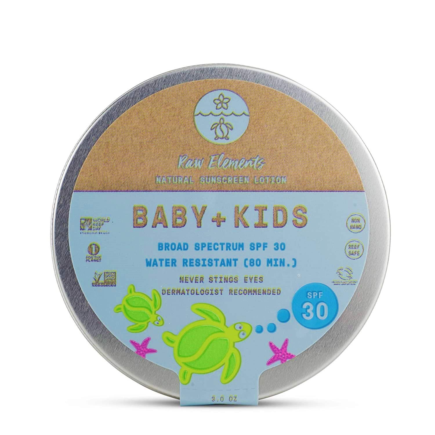 Zero-Waste Bundle Baby + Kids SPF 30 Organic Sunscreen with Lotion Tin 3oz, Lotion Stick 1oz and Hemp Drawstring Bag