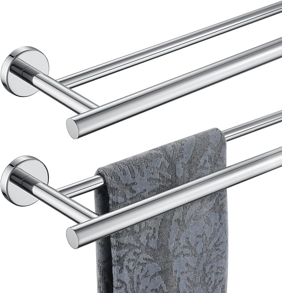 Double Towel Bar, 304 Stainless Steel Thicken 0.8mm Bath Towel Rack for Bathroom, Towel Holder Wall Mount