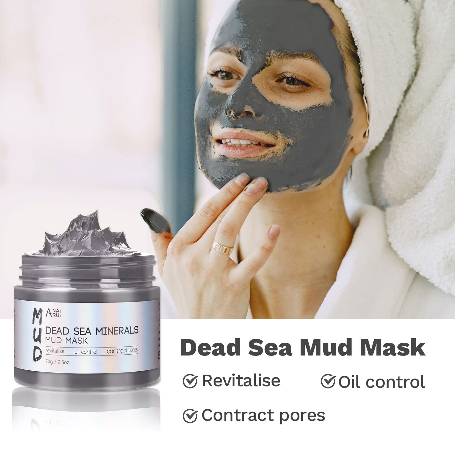 Turmeric Clay Mask, Green Tea and Dead Sea Minerals, Spa Facial Mask Set 2.5 oz each