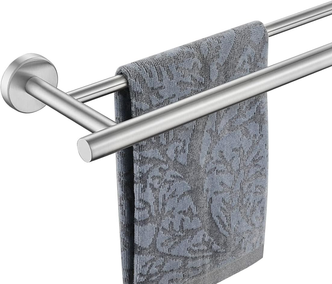 Double Towel Bar, 304 Stainless Steel Thicken 0.8mm Bath Towel Rack for Bathroom, Towel Holder Wall Mount