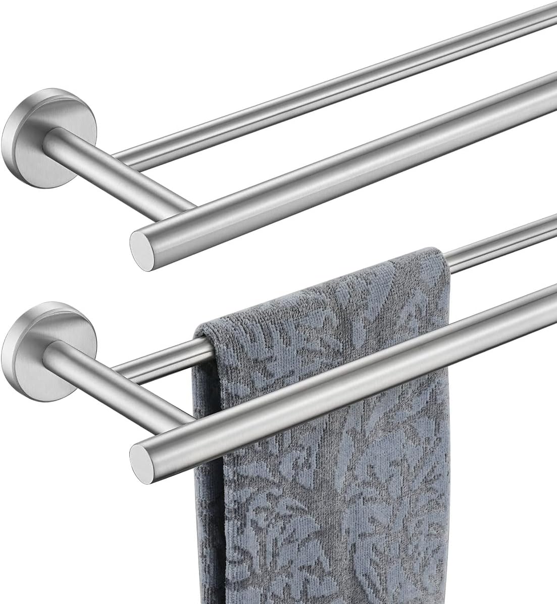 Double Towel Bar, 304 Stainless Steel Thicken 0.8mm Bath Towel Rack for Bathroom, Towel Holder Wall Mount