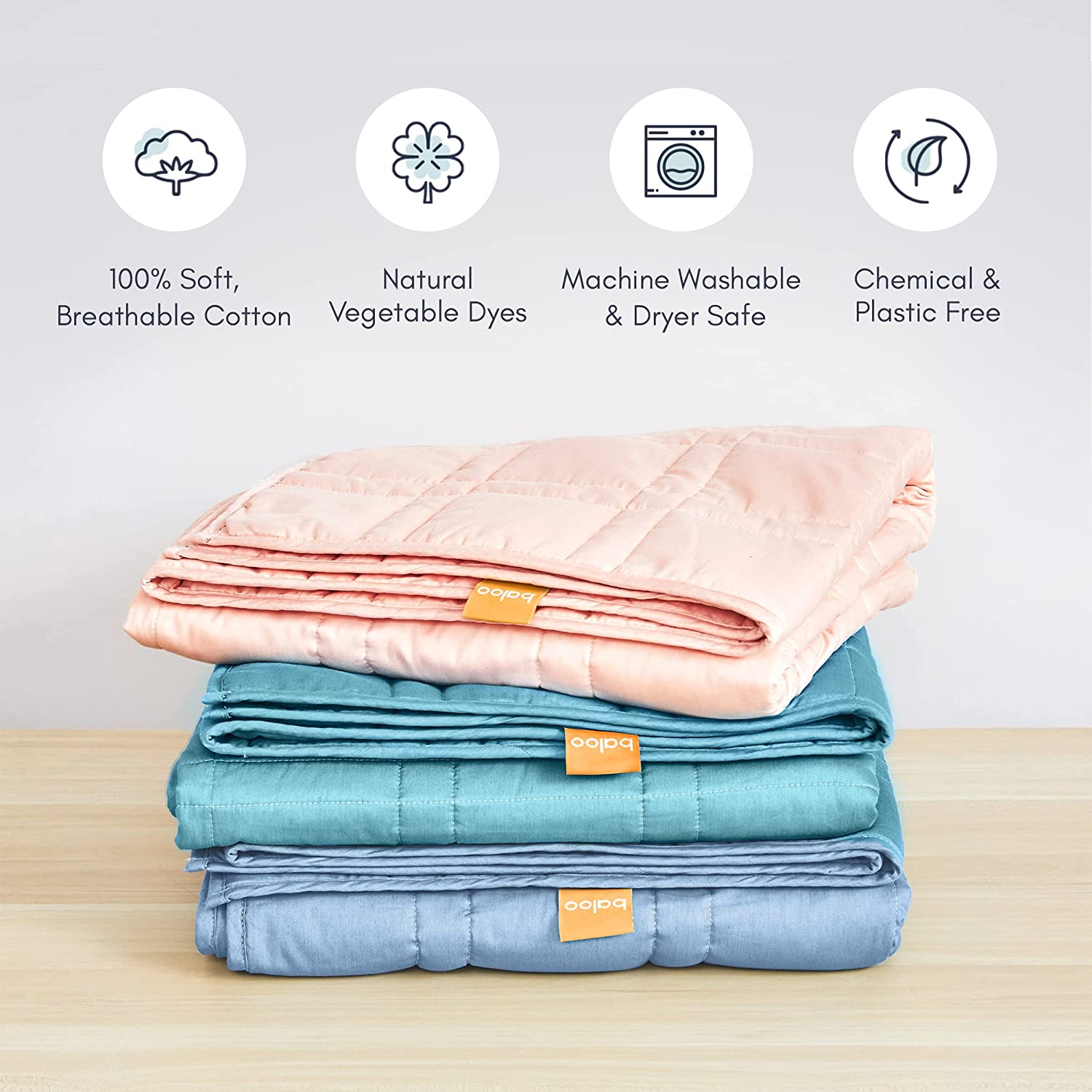 Weighted Blanket, Eco-Friendly, Chemical-Free, Soft Cool Cotton in Vegetable Dyed