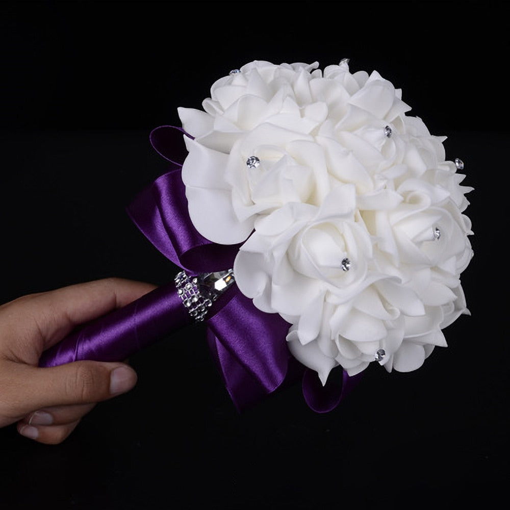 Bridal Bridesmaid Wedding Bouquet 12 Colors Roses Artificial Holding Flowers Mariage Bouquet Wedding Accessories Bridal bouquet