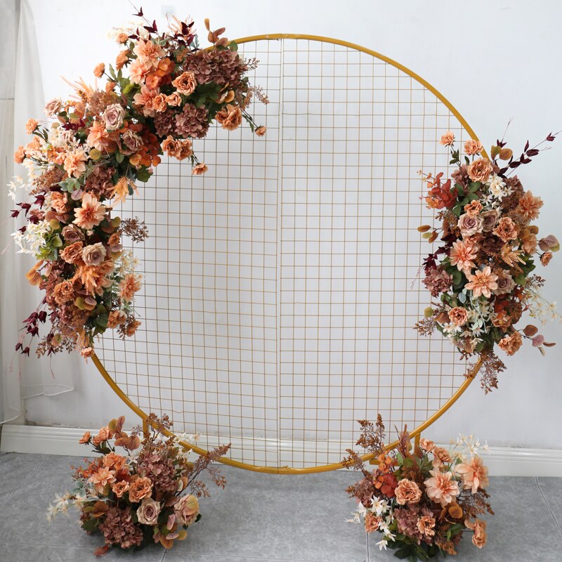 Vintage Orange Artificial Flower Row Wedding Arch Decoration Outdoor/Indoor Door Arrangement Party Props Wall Flowers