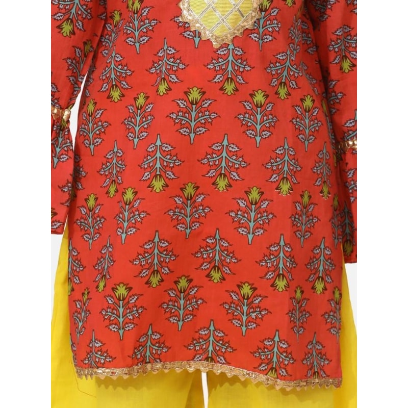 Hand Block Print Kurti Palazzo For Girls