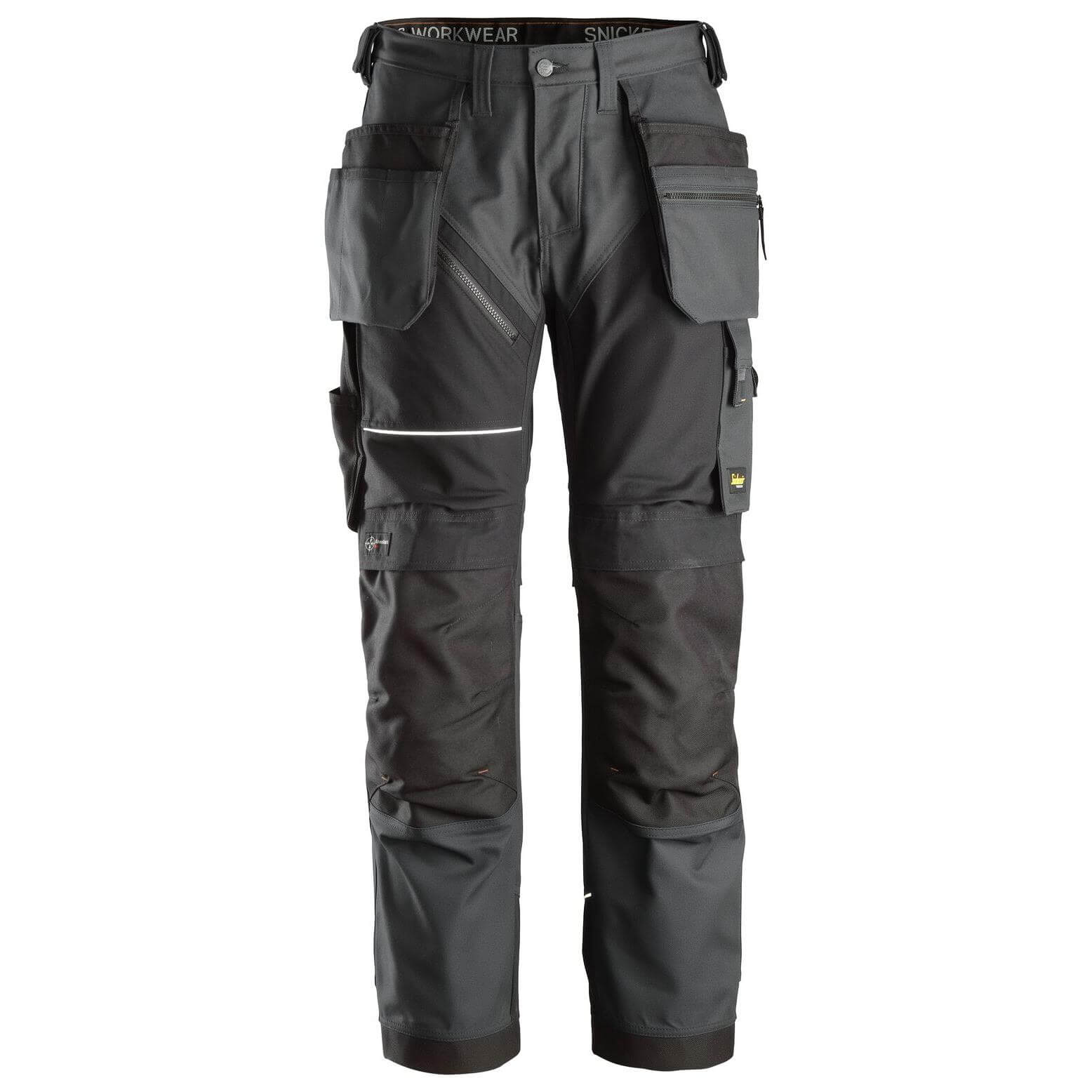 Snickers 6214 Ruffwork Canvas Hard Wearing Work Trousers With Holster Pockets Steel Grey