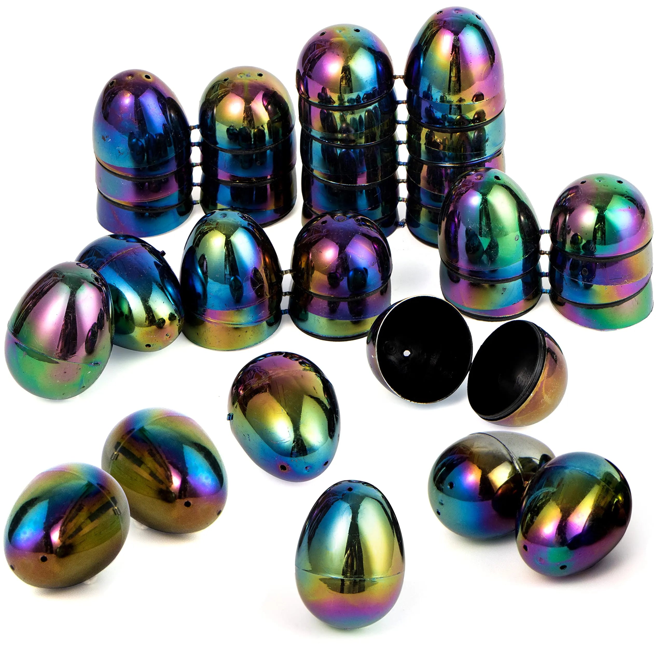 24Pcs Plastic Cosmic Realm Foil Easter Eggs Shells 2.36in