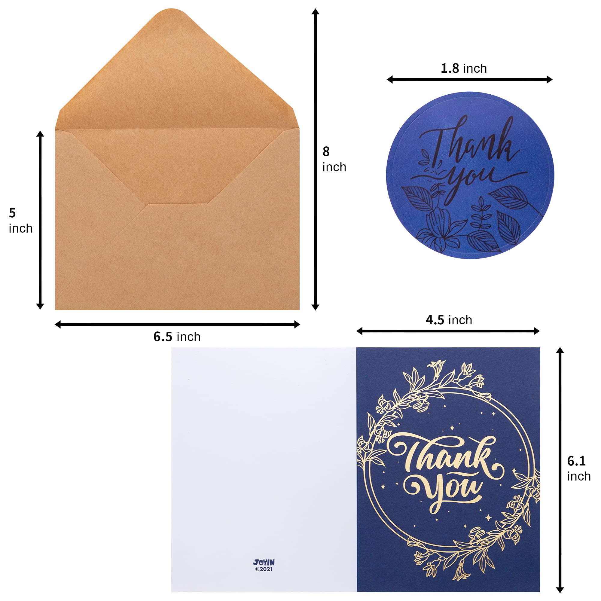 Gold Foil Navy Blue Color Thank You Card