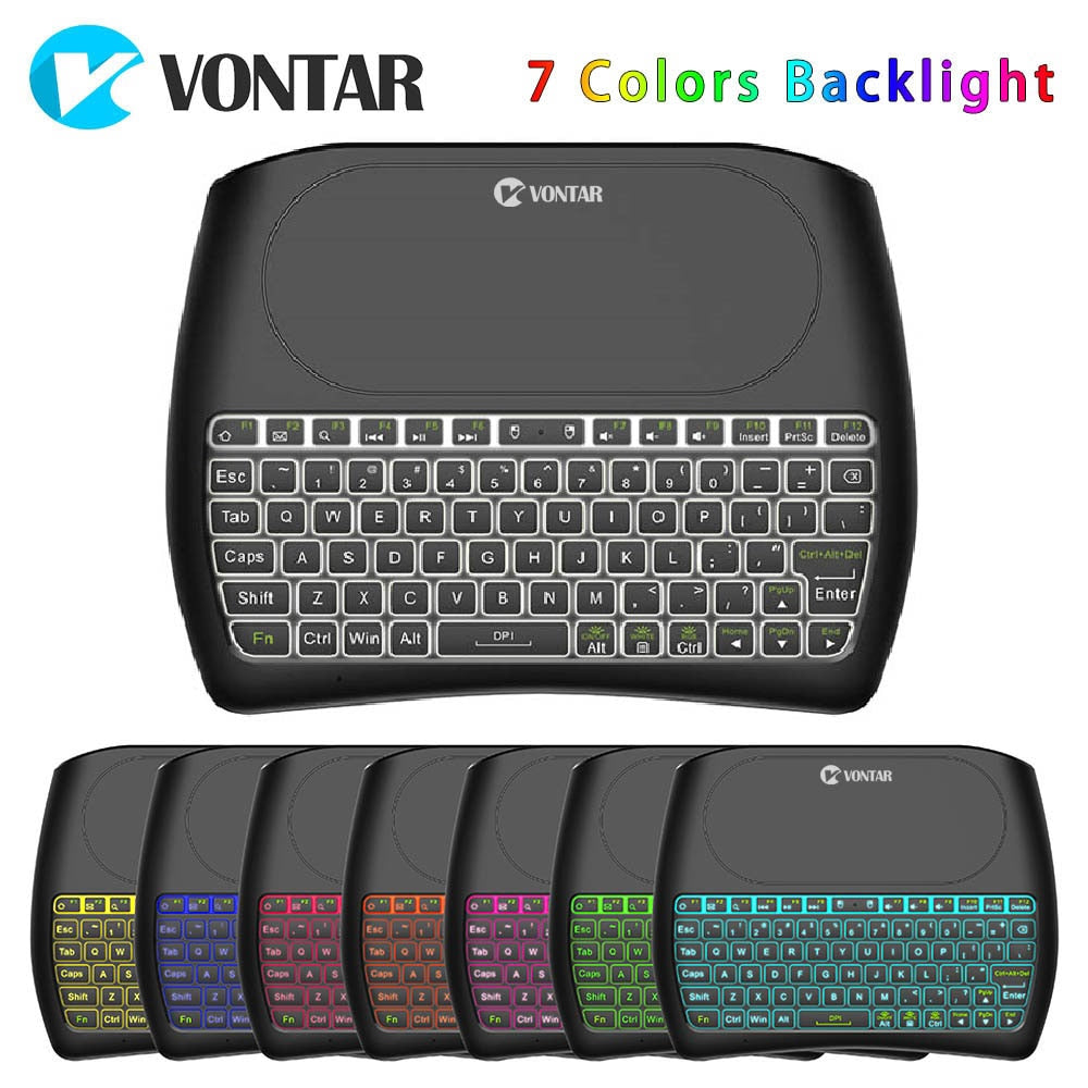 VONTAR Backlight D8 Pro Plus i8 English 2.4GHz Wireless Mini Keyboard Air Mouse Touchpad Controller for Android TV BOX