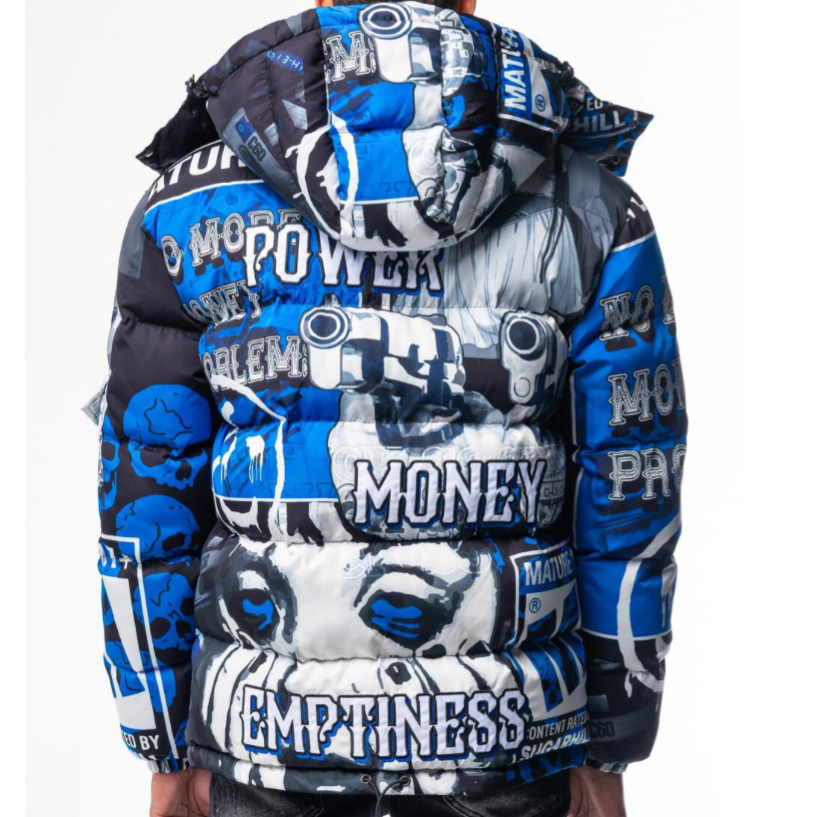 Money + power puffer (Royal blue)