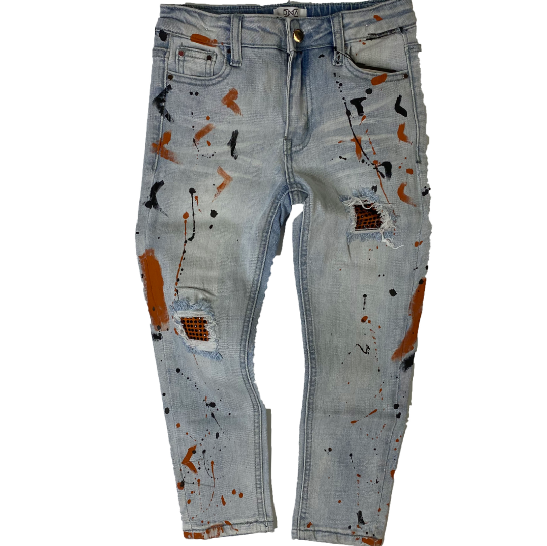 Kids jeans with stones (Blue/Brown)