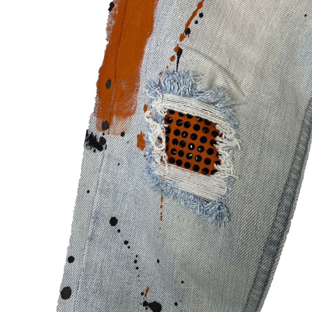 Kids jeans with stones (Blue/Brown)