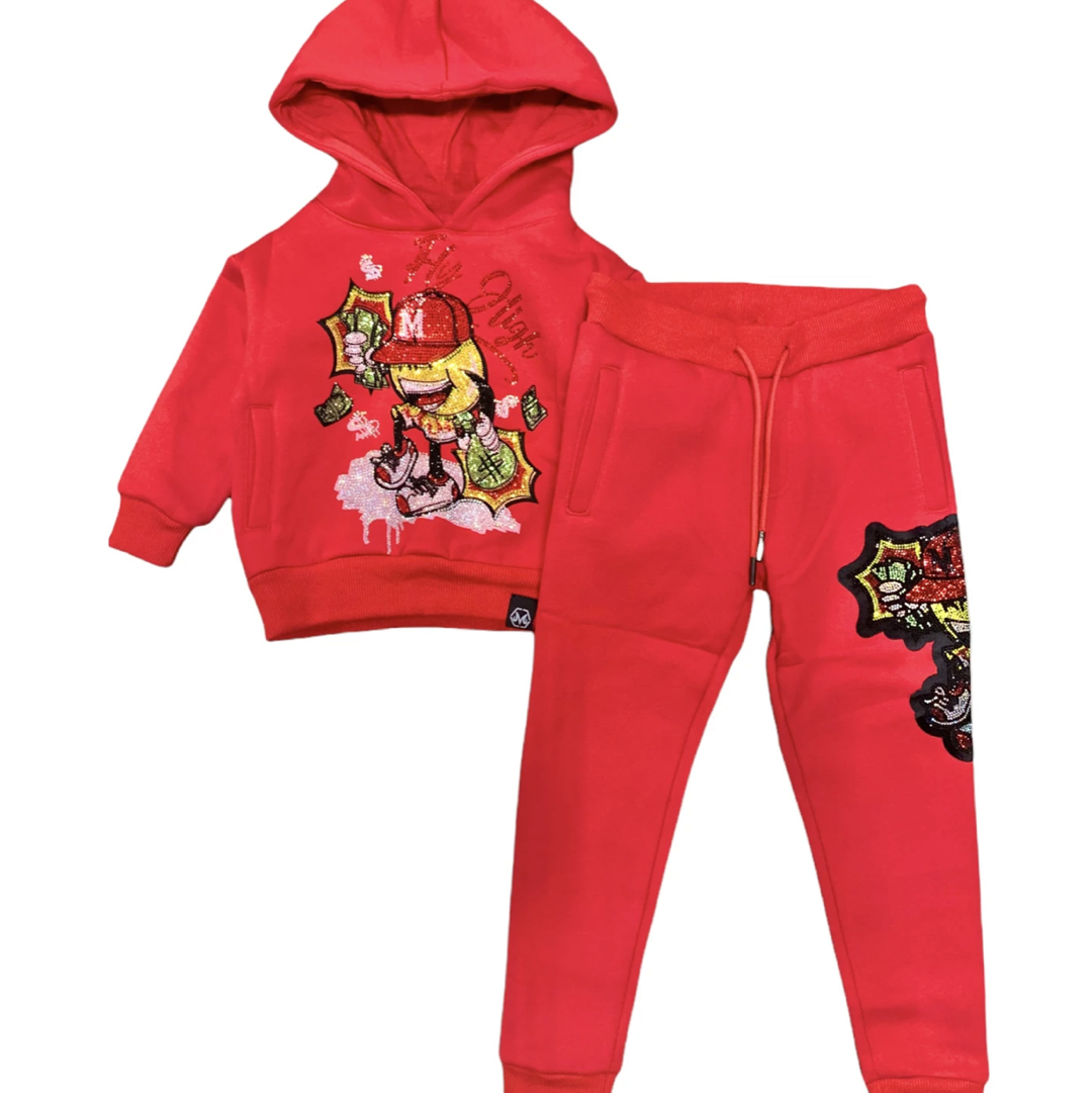 Kids money bag sweatsuit (red)