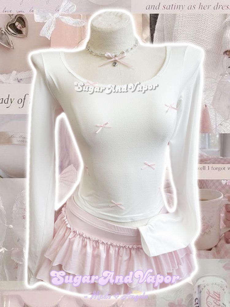 Lulu Tiny Pink Bows Coquette Basic Top