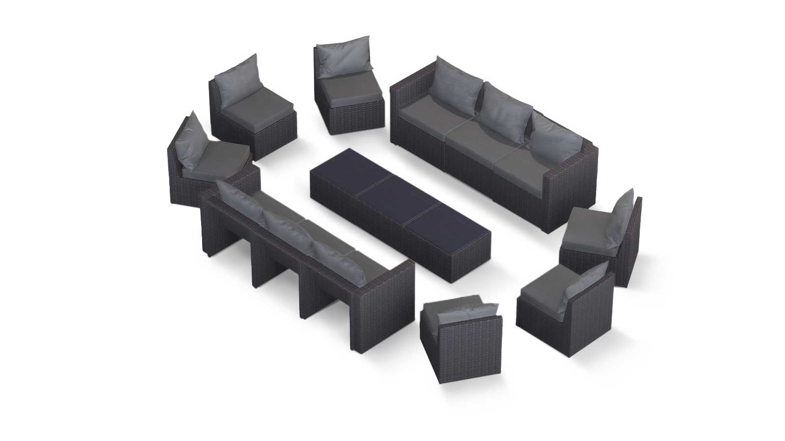 Transformer Patio Conversation Set - Modular 9 Piece to 15