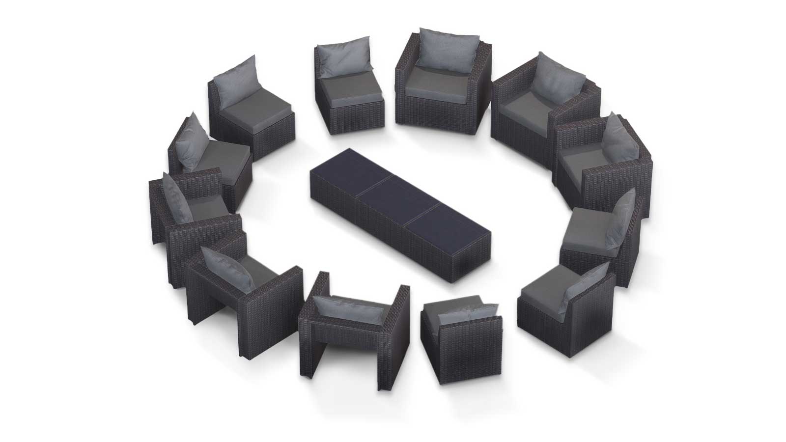 Transformer Patio Conversation Set - Modular 9 Piece to 15