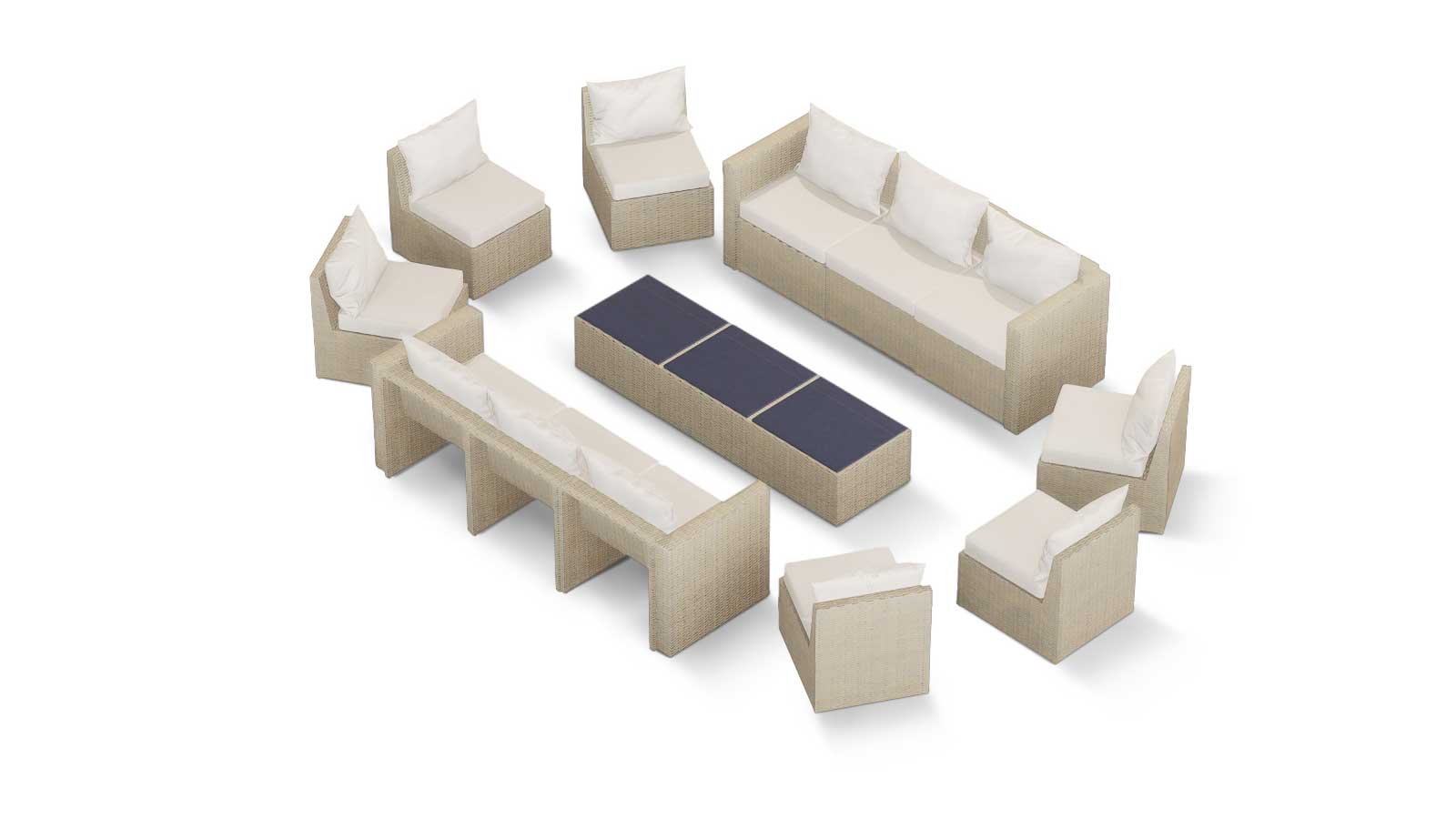 Transformer Patio Conversation Set - Modular 9 Piece to 15