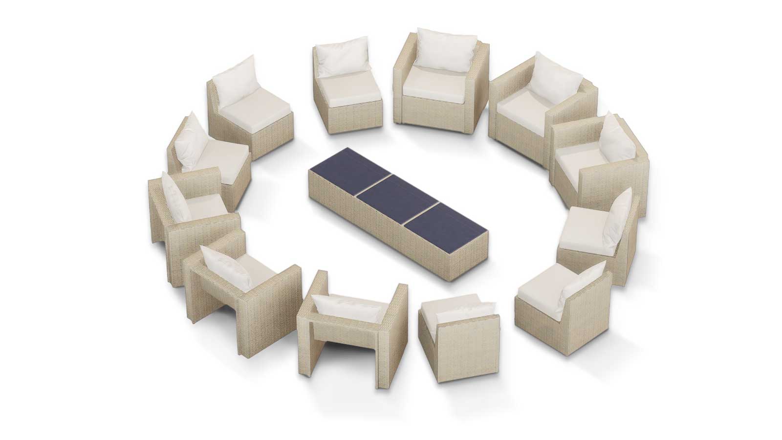 Transformer Patio Conversation Set - Modular 9 Piece to 15