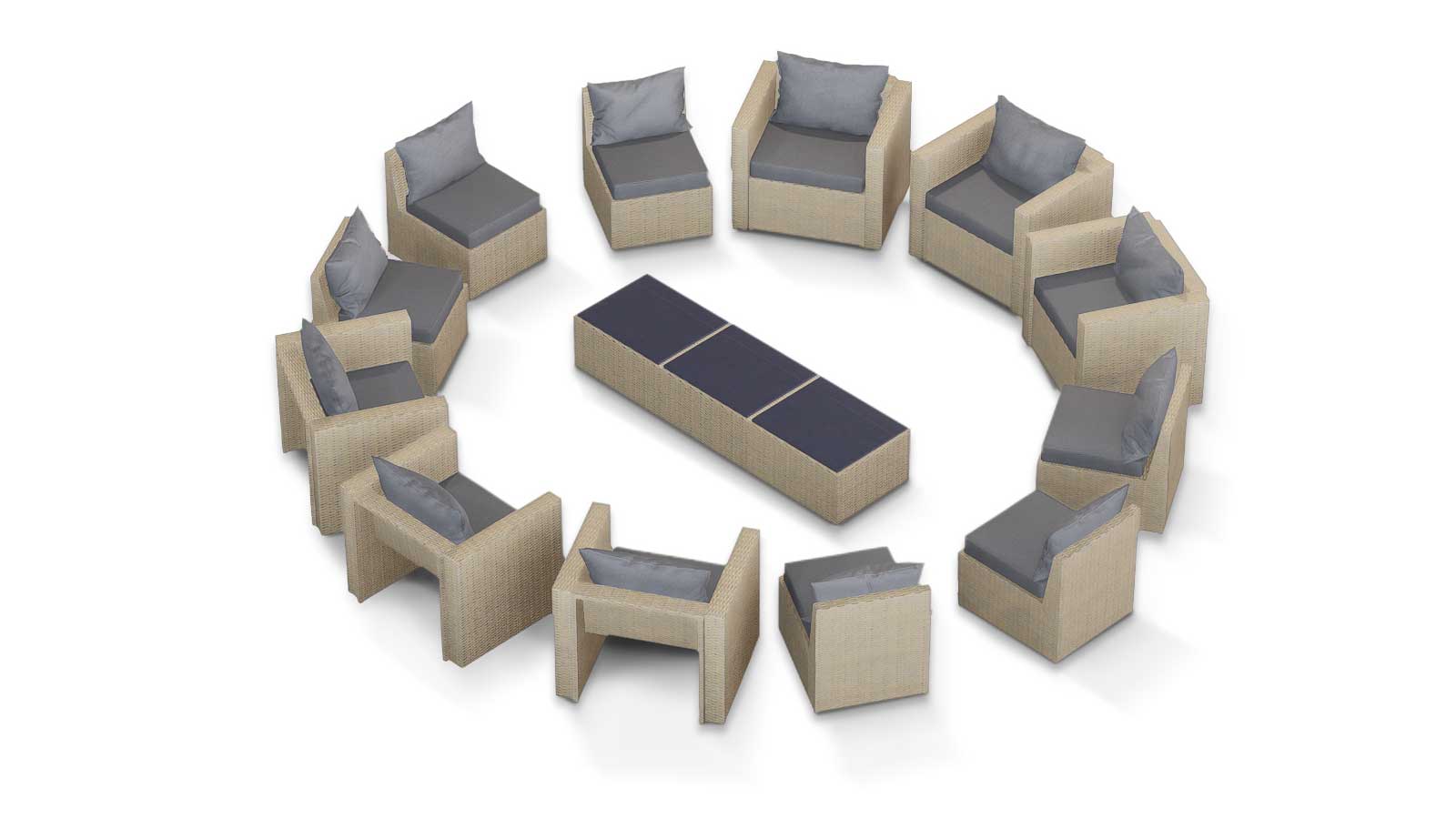 Transformer Patio Conversation Set - Modular 9 Piece to 15