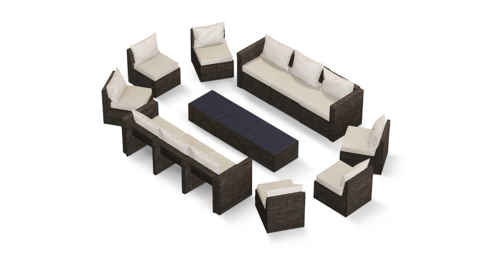 Transformer Patio Conversation Set - Modular 9 Piece to 15