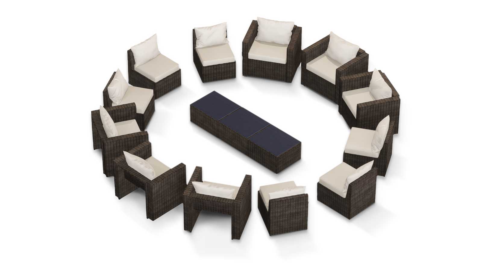 Transformer Patio Conversation Set - Modular 9 Piece to 15