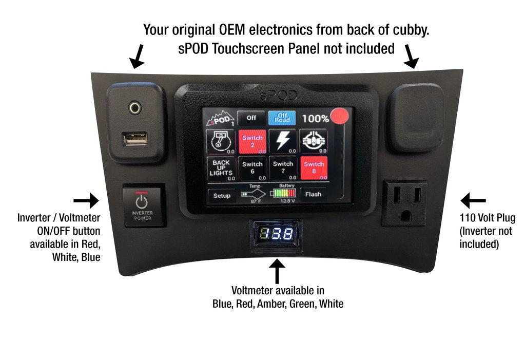 Full Face plate For Lower Cubby Fits sPod Touchscreen | 15-22 colorado / canyon