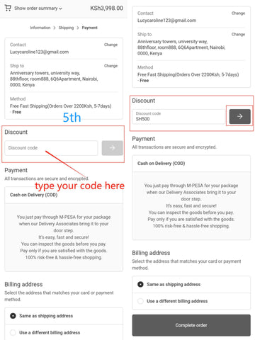 Type your Discount Code, then click the arrow to active your code.