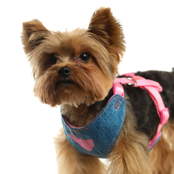 Pink Toy Doggie - Denim Pet Harness