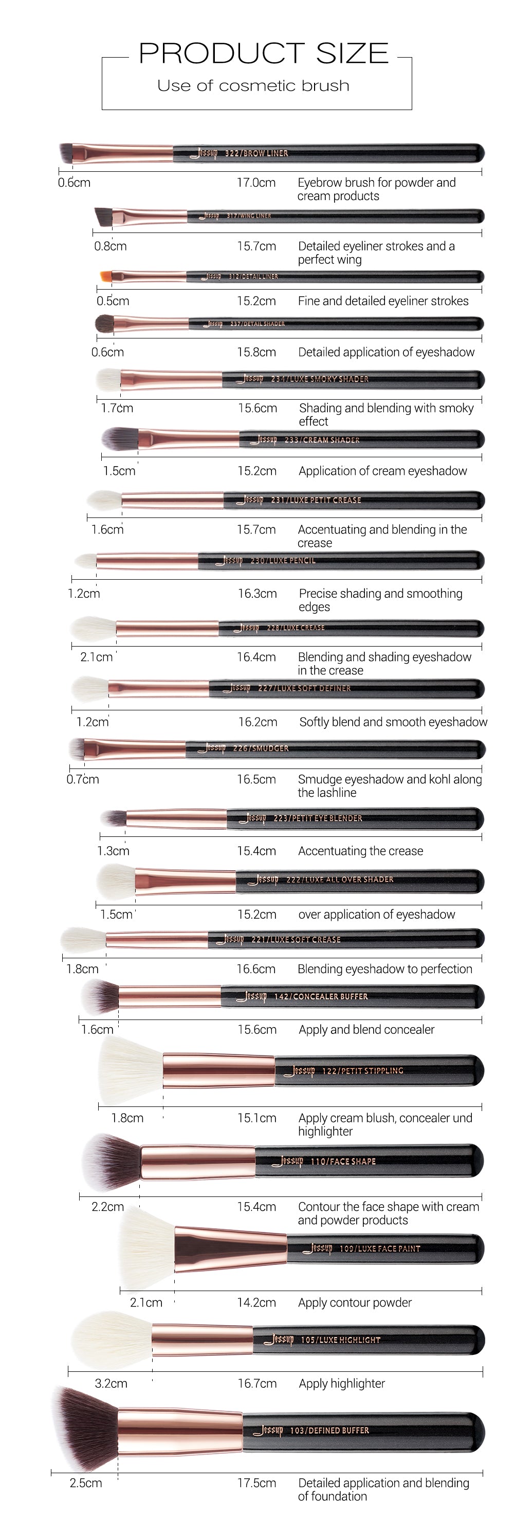 Set di pennelli essenziali per il trucco Jessup