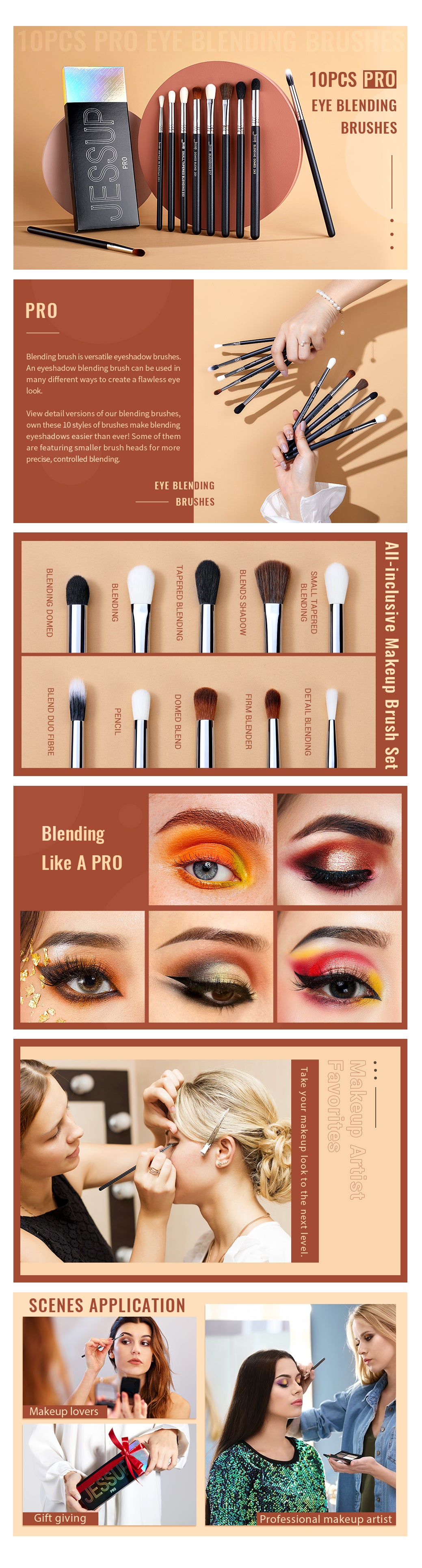 Jessup professional eyeshadow makeup brush set