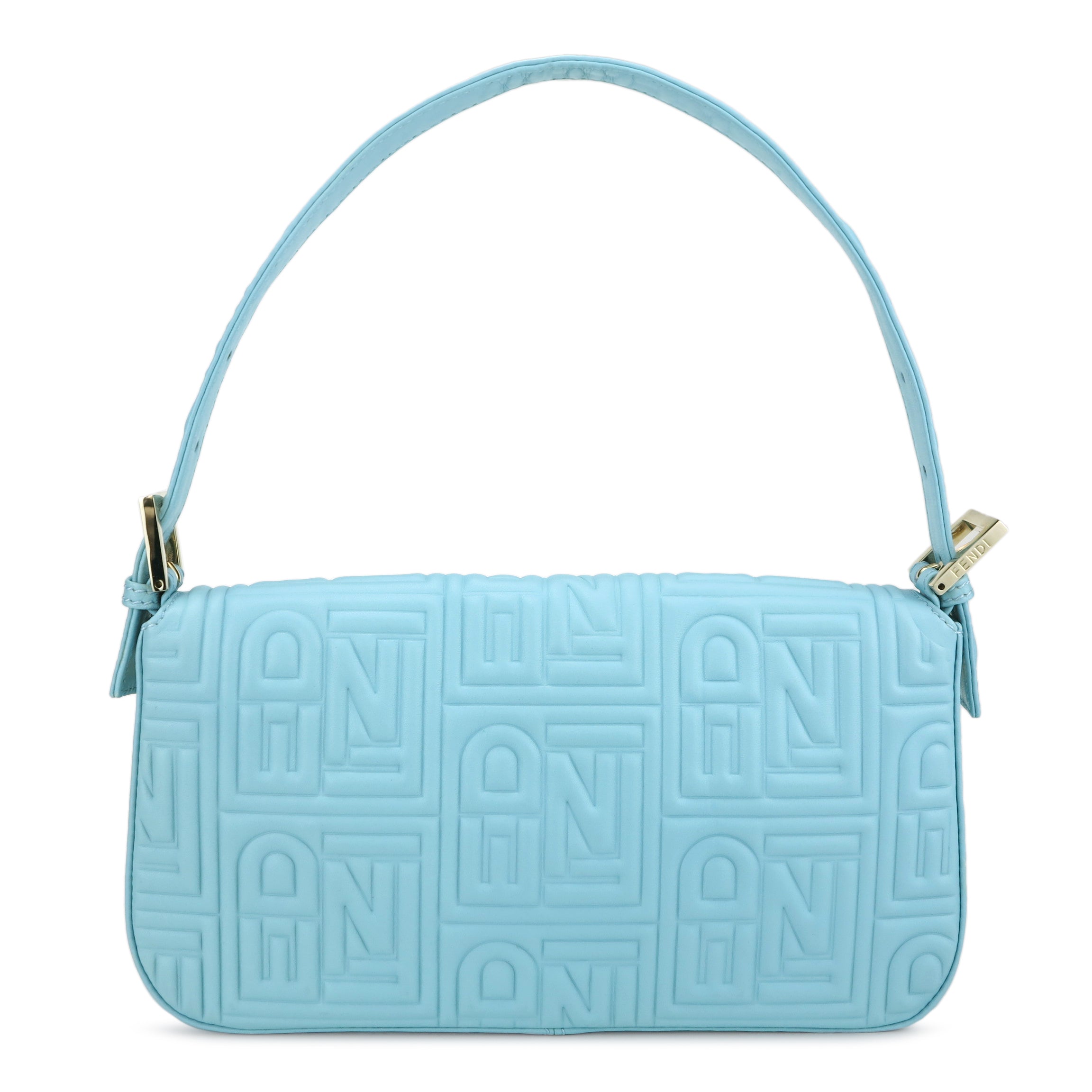 Logo-Embossed Nappa Baguette Bag in Tiffany Blue