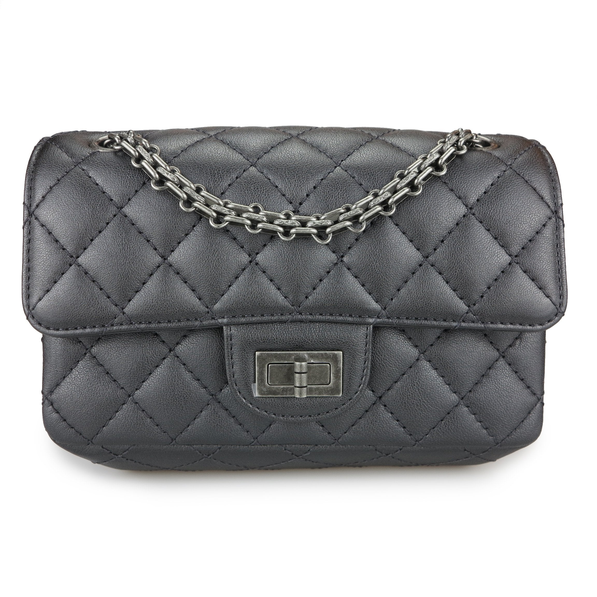 2.55 Mini Reissue Flap Bag Size 224 in Charcoal Grey